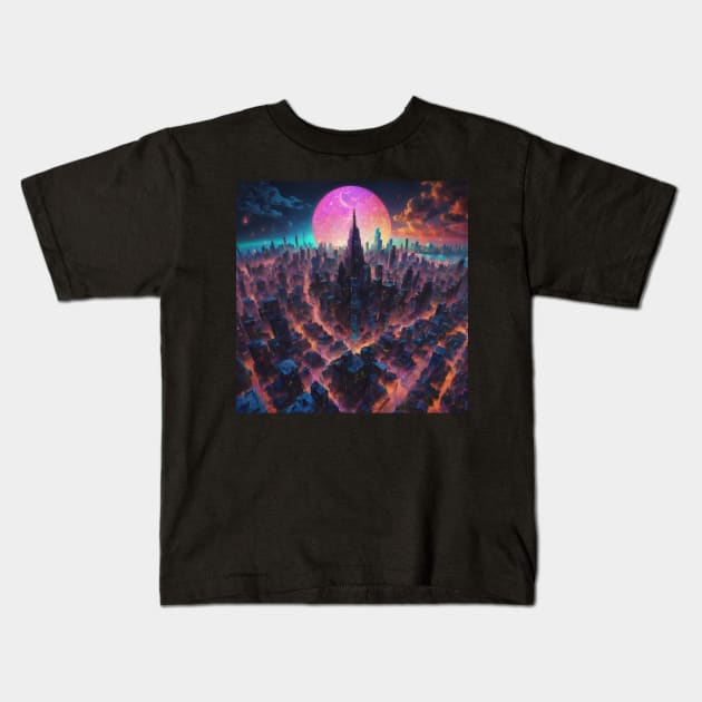 City ​​view of night Kids T-Shirt by nonagobich